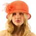 Summer Fancy 1920s Flapper Sinamay Trio Floral Cloche Bucket Church Hat Coral  eb-01521206
